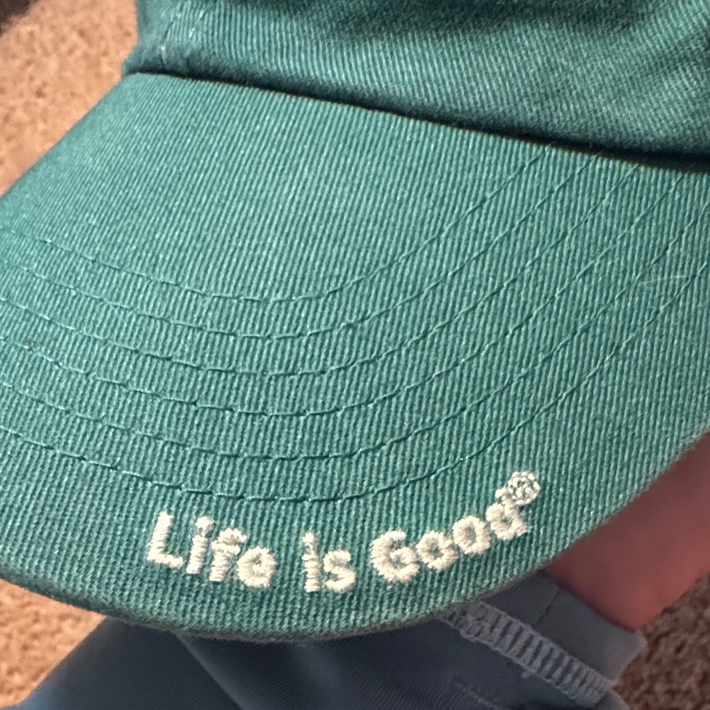 Life is Good Green Ball Cap with Heart detail - Picture 3 of 8